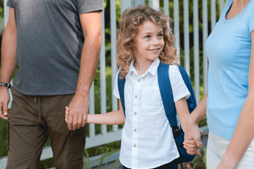 Child with both parents going back to school under COVID co-parenting plan