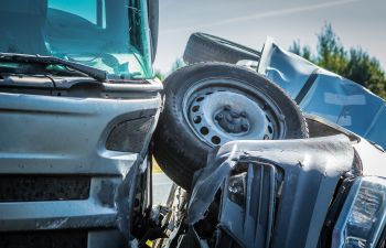 A car after a collision with a truck